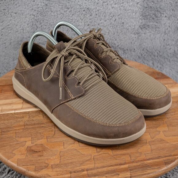 Olukai Makia Lace Shoes Mens Size 8 Leather Mesh Casual Comfort 10362-1023 - Picture 1 of 8